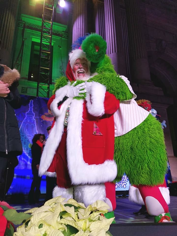 CJ Kringle with the Phillie Phanatic